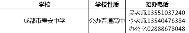 2024年成都市壽安中學(xué)招辦電話是多少？