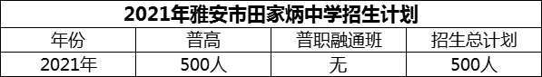 2024年雅安市雅安市田家炳中學(xué)招生計(jì)劃是多少？