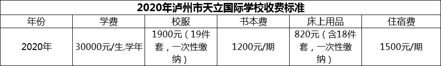 2024年瀘州市天立國際學校學費多少錢？