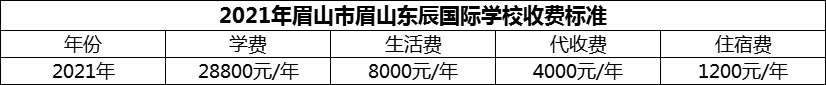 2024年眉山市眉山東辰國際學(xué)校學(xué)費多少錢？