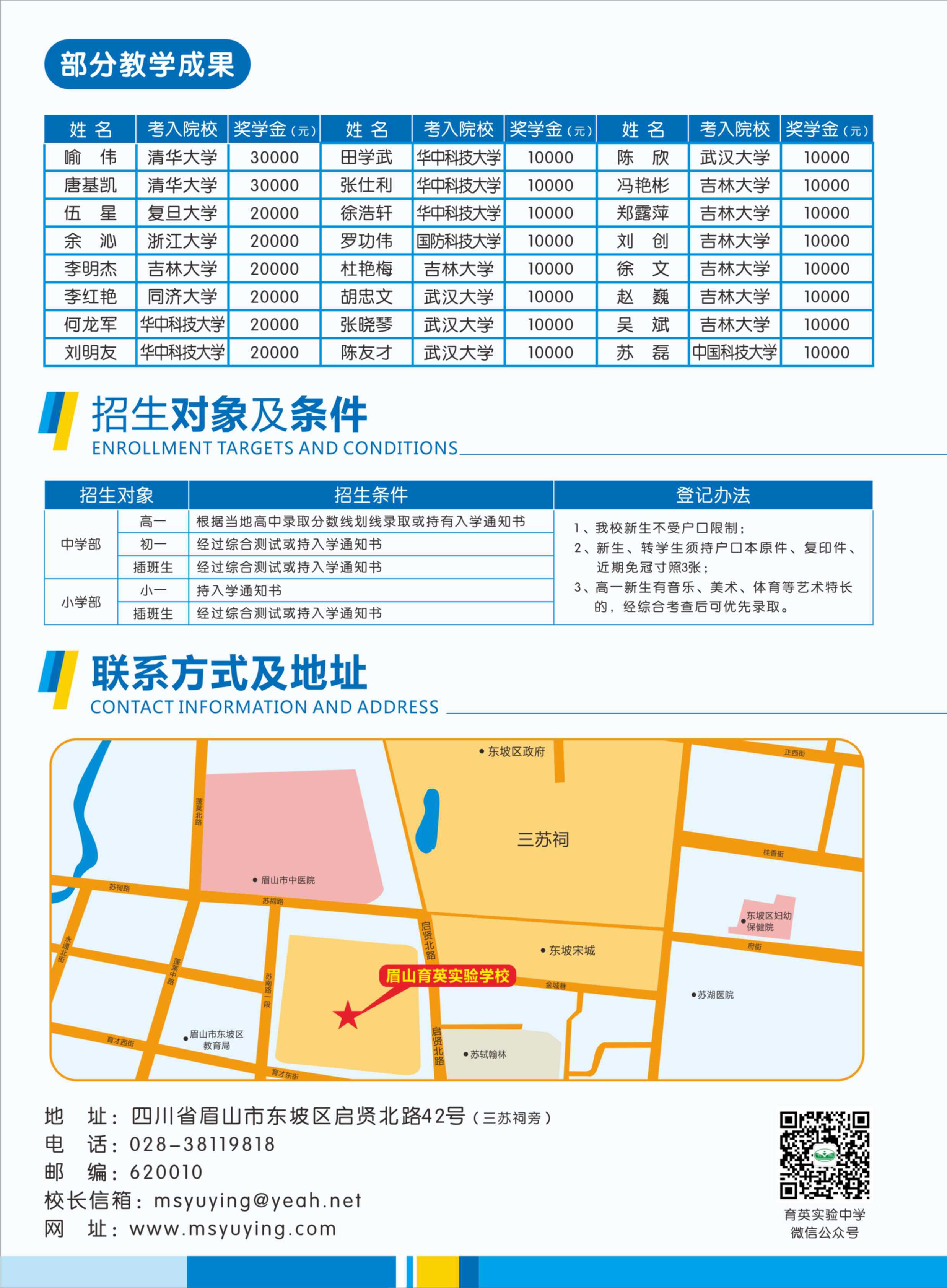 眉山育英實驗學(xué)校2018秋季招生計劃